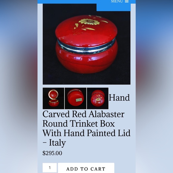 Vintage Authentic Italian Red Alabaster Trinket Box - Picture 8 of 8